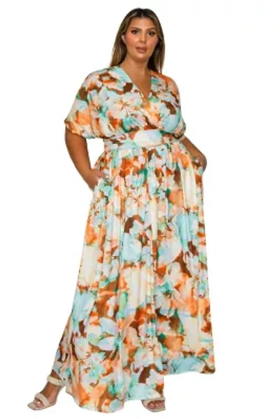 Plus Minoa Floral Empire Waist Dress
