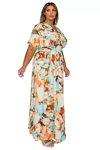 Plus Minoa Floral Empire Waist Dress