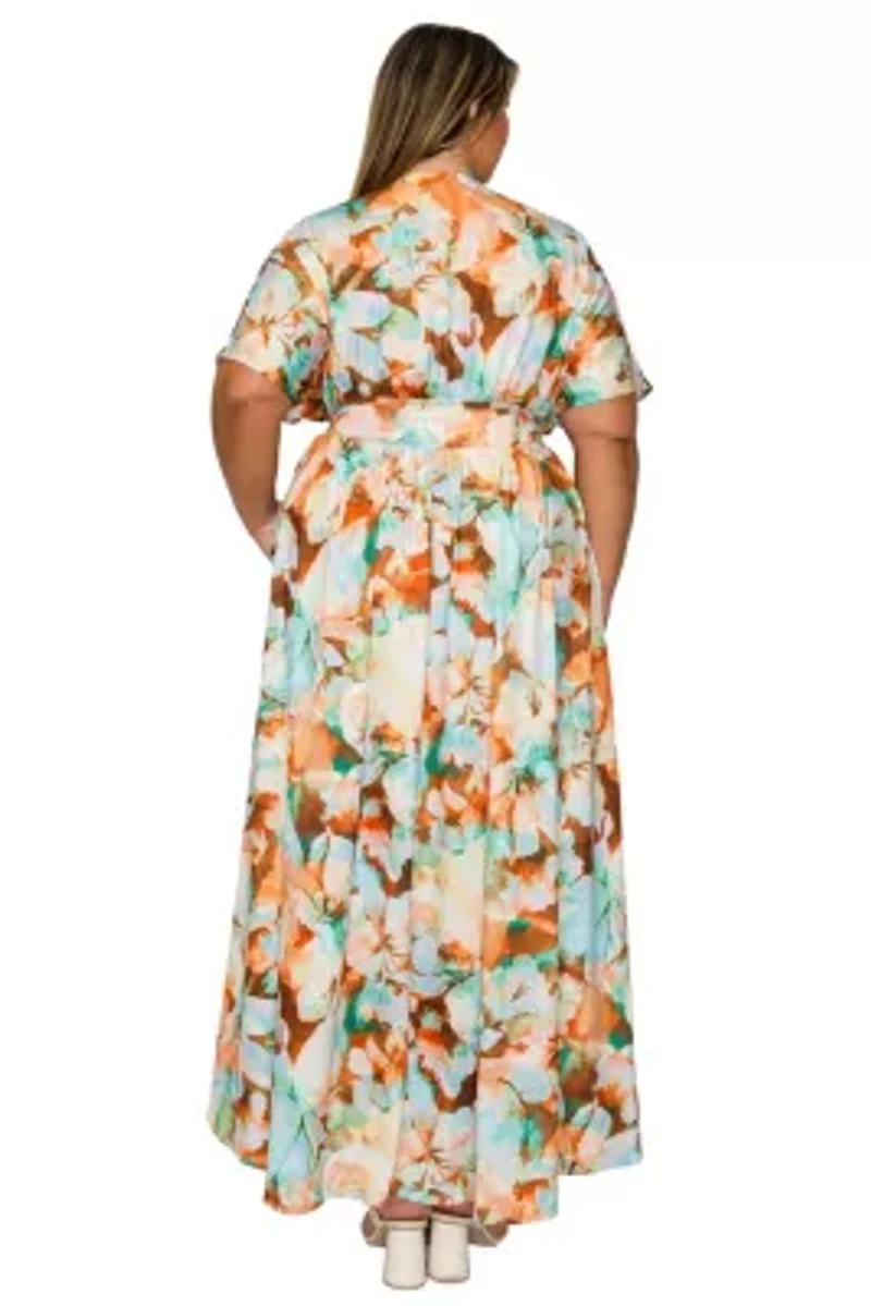 Plus Minoa Floral Empire Waist Dress