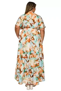 Plus Minoa Floral Empire Waist Dress