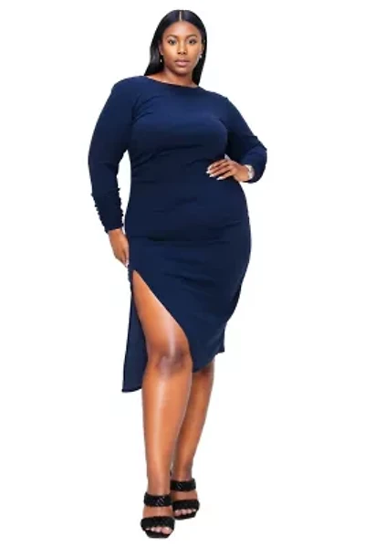 Plus Bianca Open Back Slit Dress