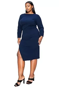 Plus Bianca Open Back Slit Dress
