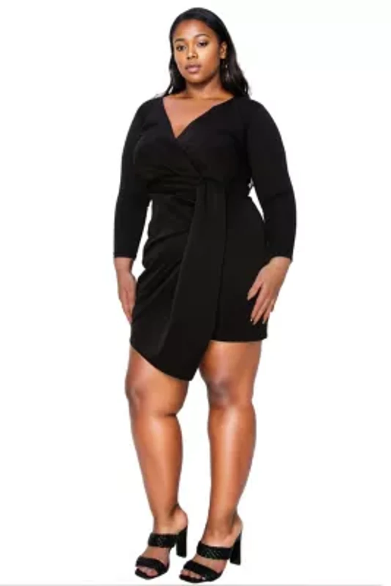 Plus Raven Faux Wrap Bodycon Dress