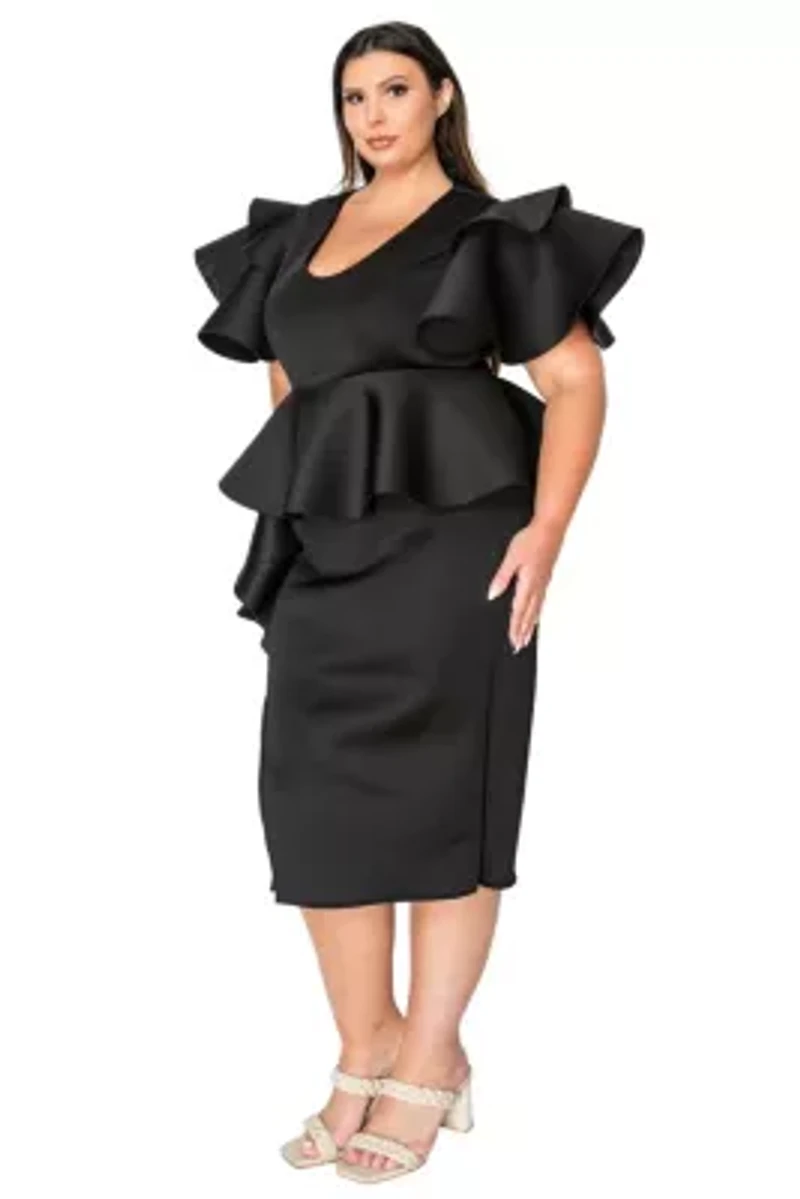 Plus Kira Neoprene Peplum Dress
