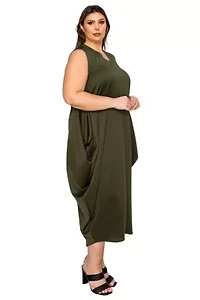 Plus Clover Sleeveless Bubble Hem Dress