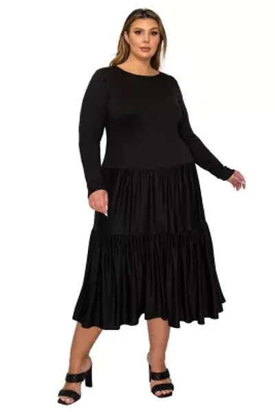 Plus Eliana Tiered Midi Dress