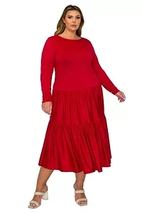 Plus Eliana Tiered Midi Dress