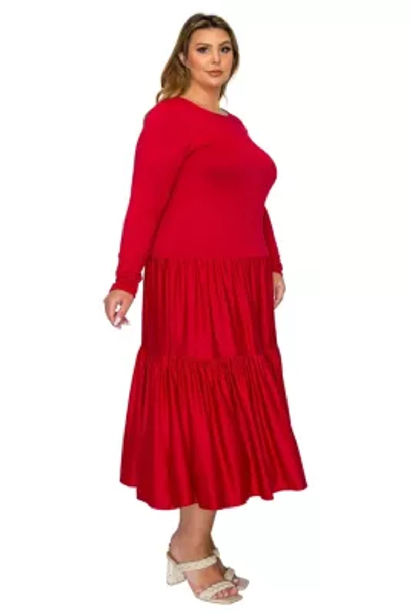 Plus Eliana Tiered Midi Dress