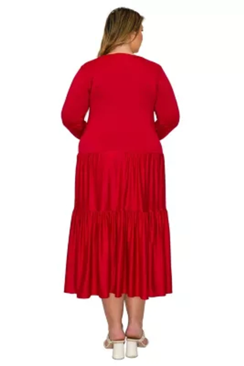 Plus Eliana Tiered Midi Dress