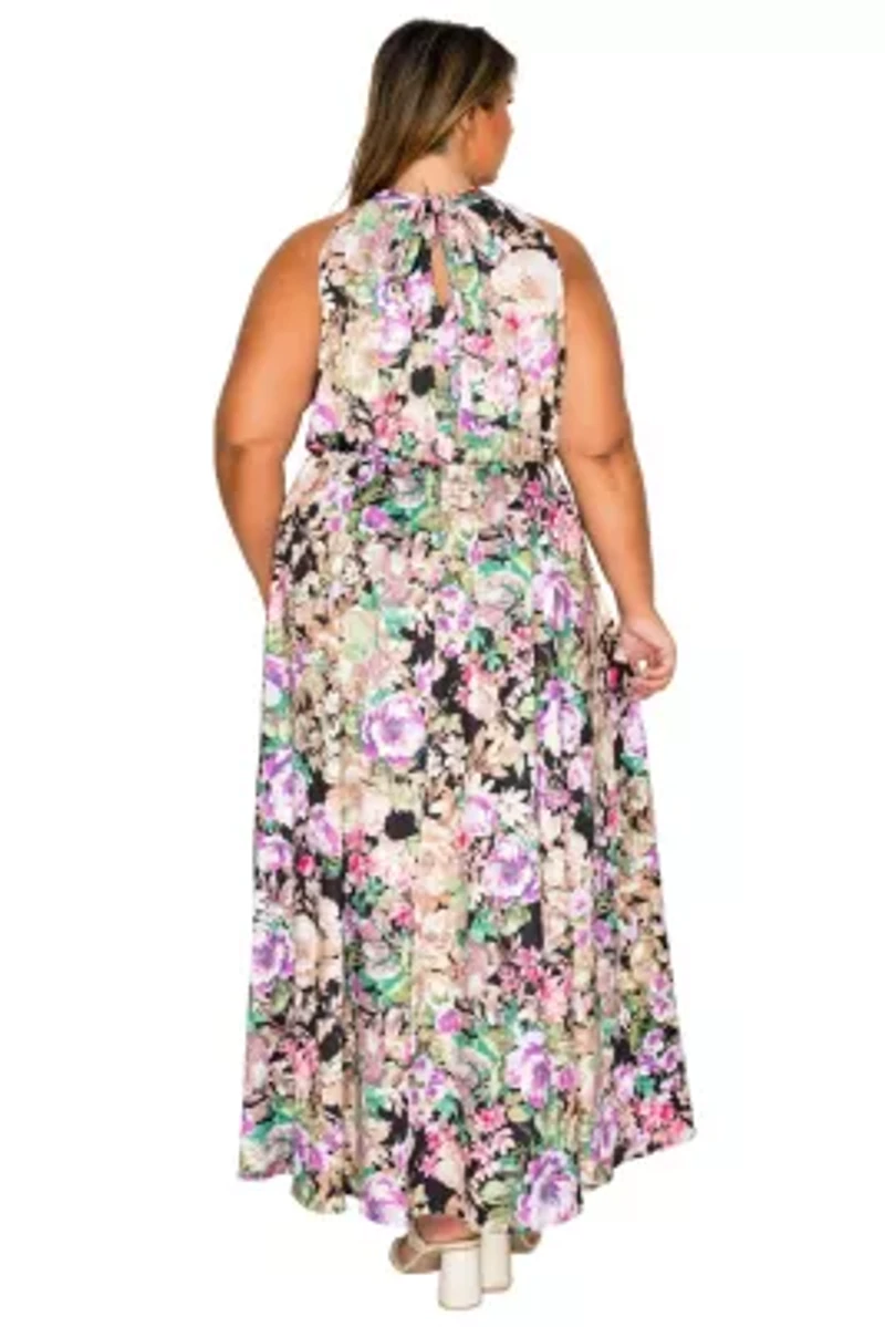 Plus Bryony Floral Halter Neck Dress