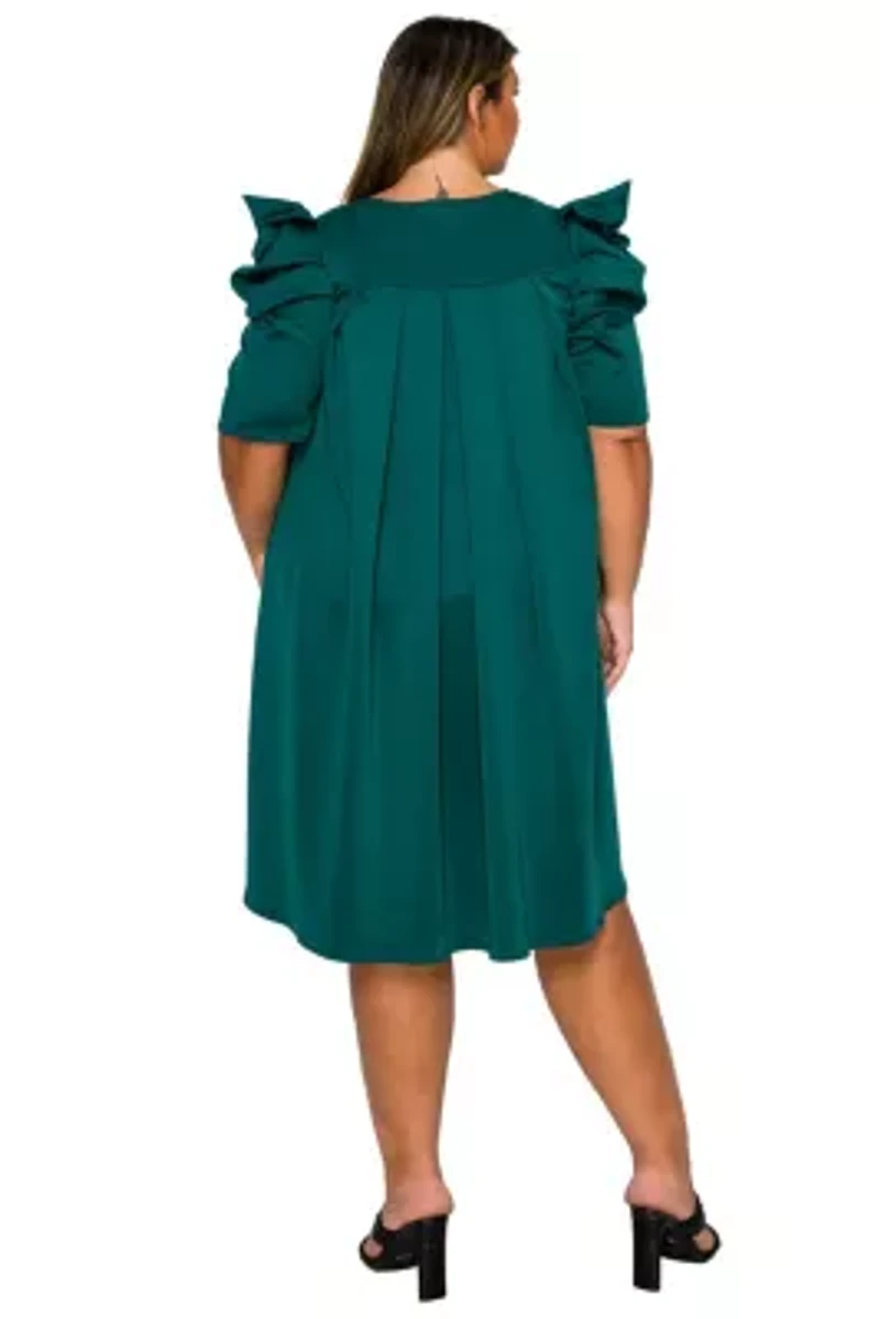 Plus Zaya Pleated Swing Dress