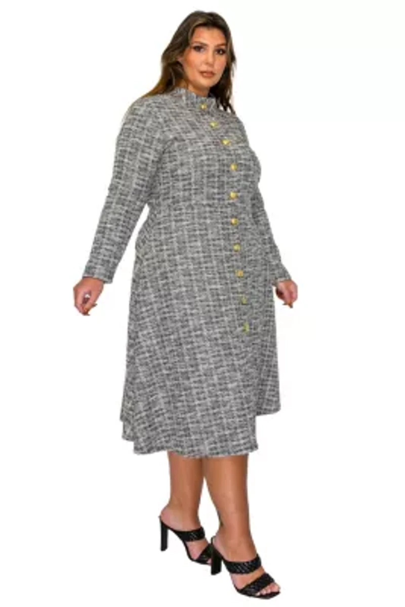 Plus Chelsea Tweed Button Dress