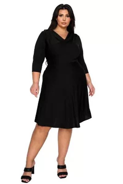 Plus Amoretti Cowl Neck Flare Dress