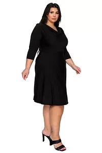 Plus Amoretti Cowl Neck Flare Dress