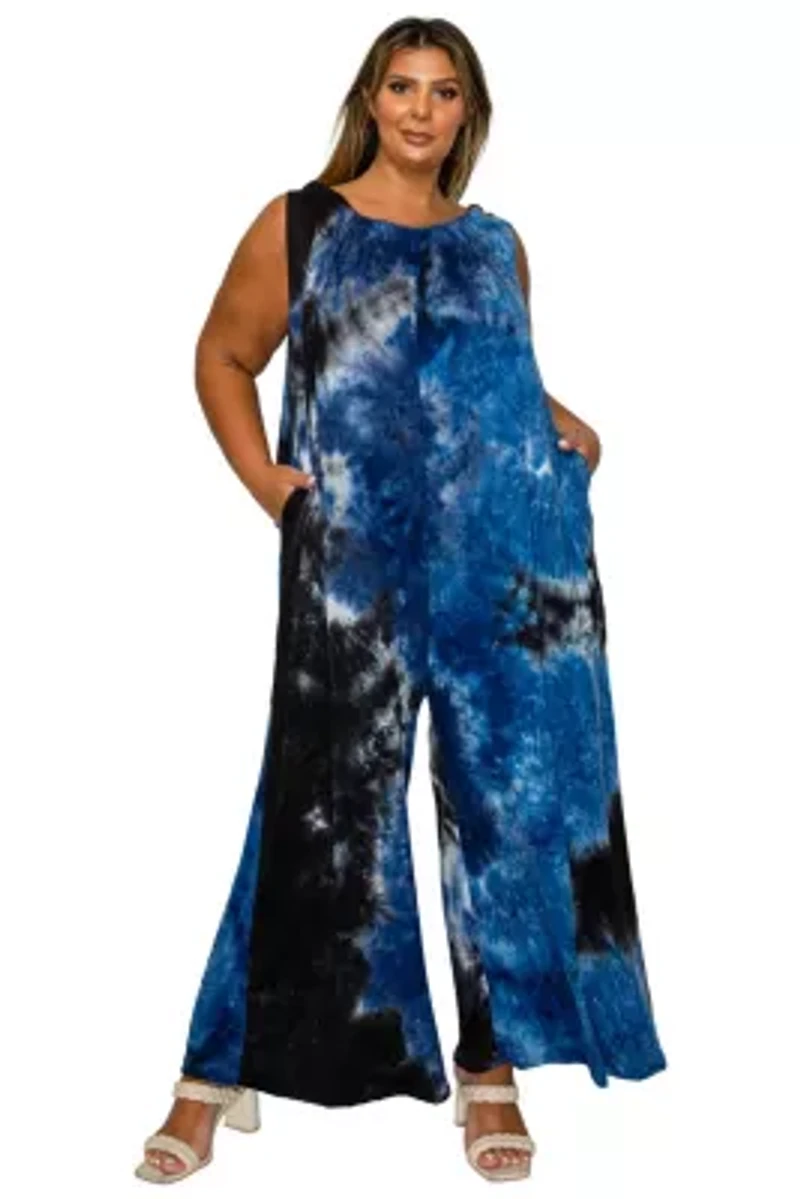 Plus Pax Tie Dye Pocket Jumpsuit