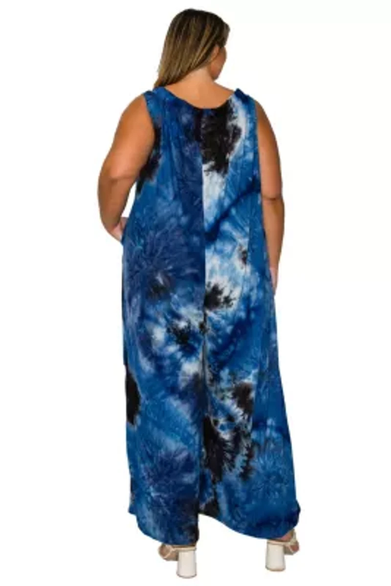 Plus Pax Tie Dye Pocket Jumpsuit