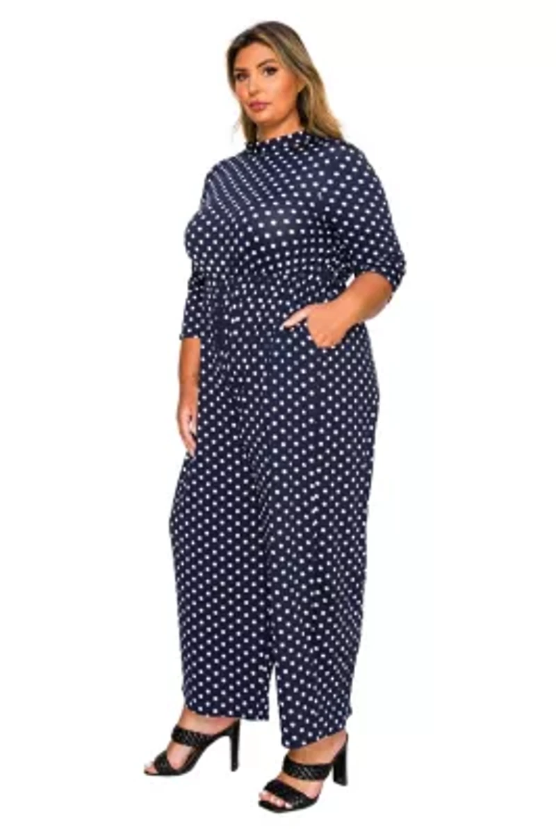 Plus Lunette Dot Wide Leg Jumpsuit
