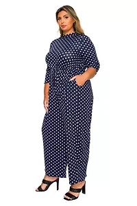 Plus Lunette Dot Wide Leg Jumpsuit