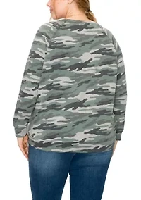 Camo Print French Terry Raglan Sweatshirt