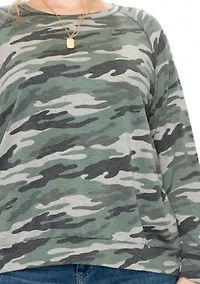 Camo Print French Terry Raglan Sweatshirt