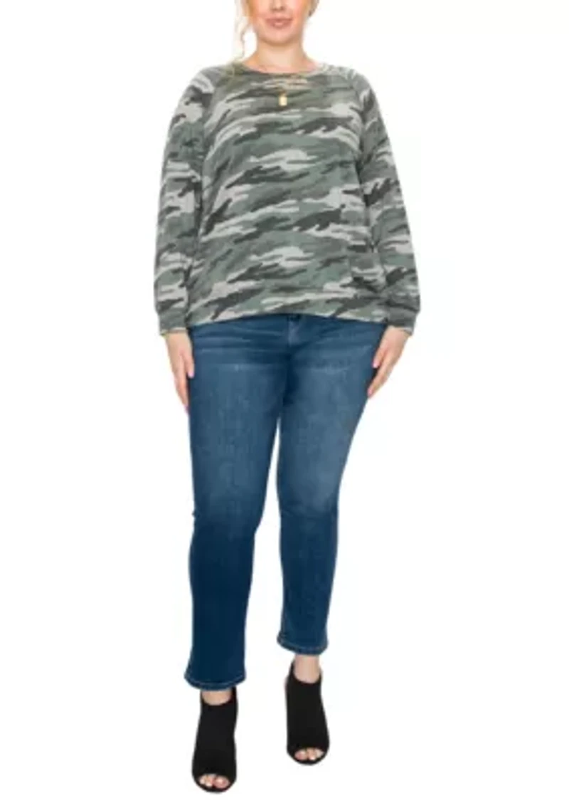 Camo Print French Terry Raglan Sweatshirt