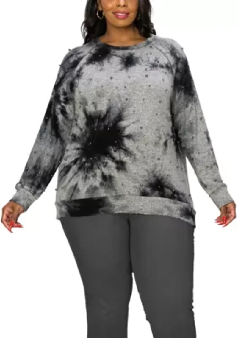 Hand Tie Dye Cozy Gunmetal Raglan Sweatshirt