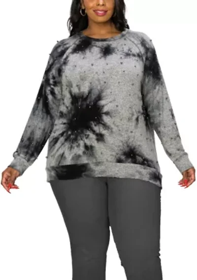 Hand Tie Dye Cozy Gunmetal Raglan Sweatshirt