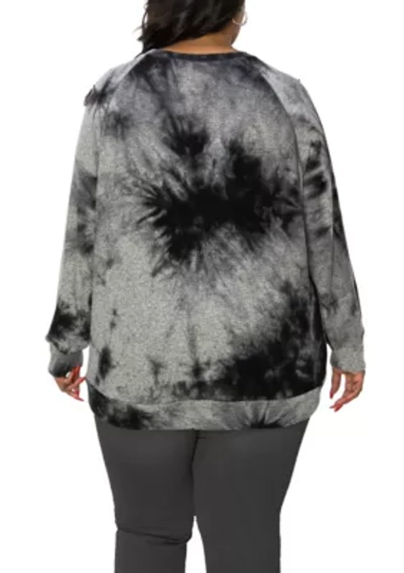 Hand Tie Dye Cozy Gunmetal Raglan Sweatshirt