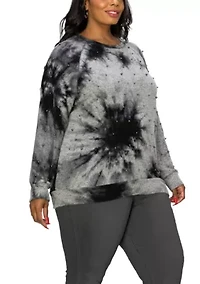 Hand Tie Dye Cozy Gunmetal Raglan Sweatshirt
