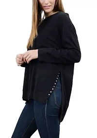 Heavy Cotton Jersey Side Snap Button Pullover