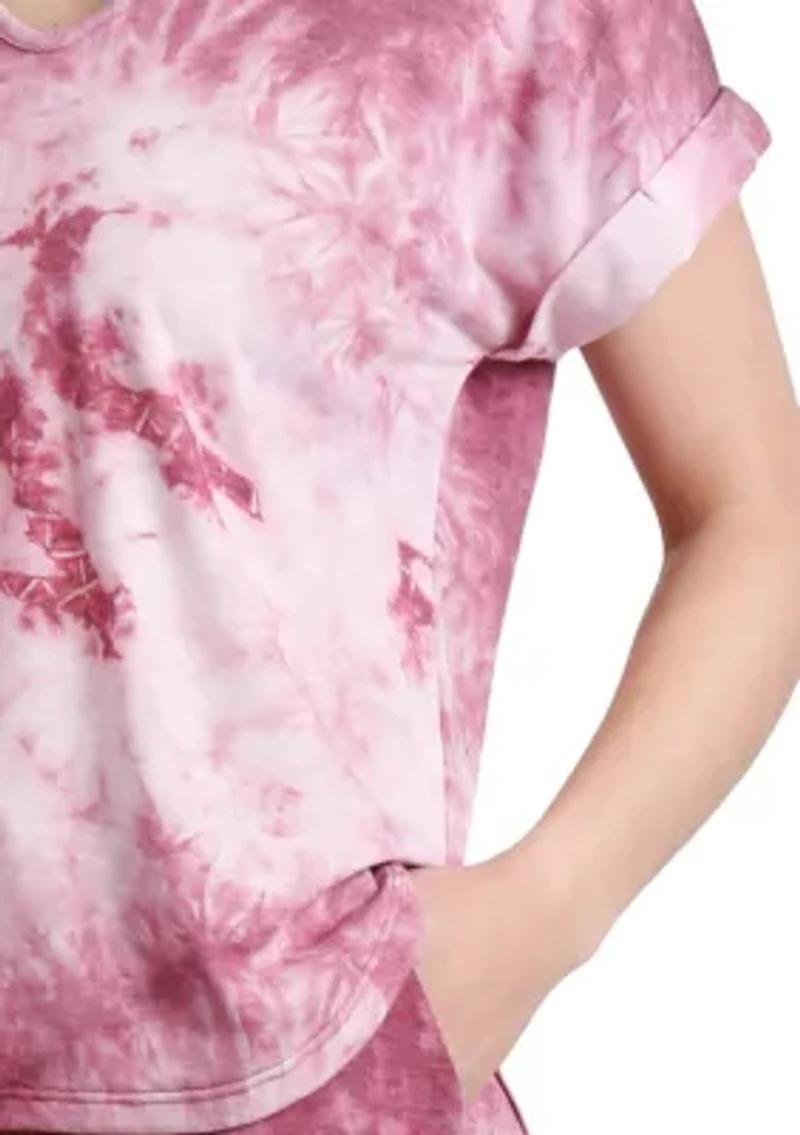 Tie Dye French Terry V Neck Rolled Sleeve
