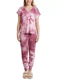 Tie Dye French Terry V Neck Rolled Sleeve
