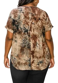 Hand Tie Dye V Neck Rolled Sleeve