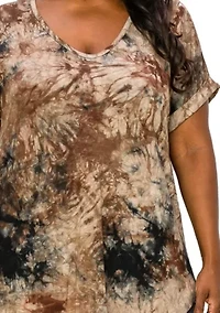 Hand Tie Dye V Neck Rolled Sleeve