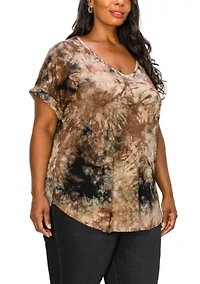 Hand Tie Dye V Neck Rolled Sleeve