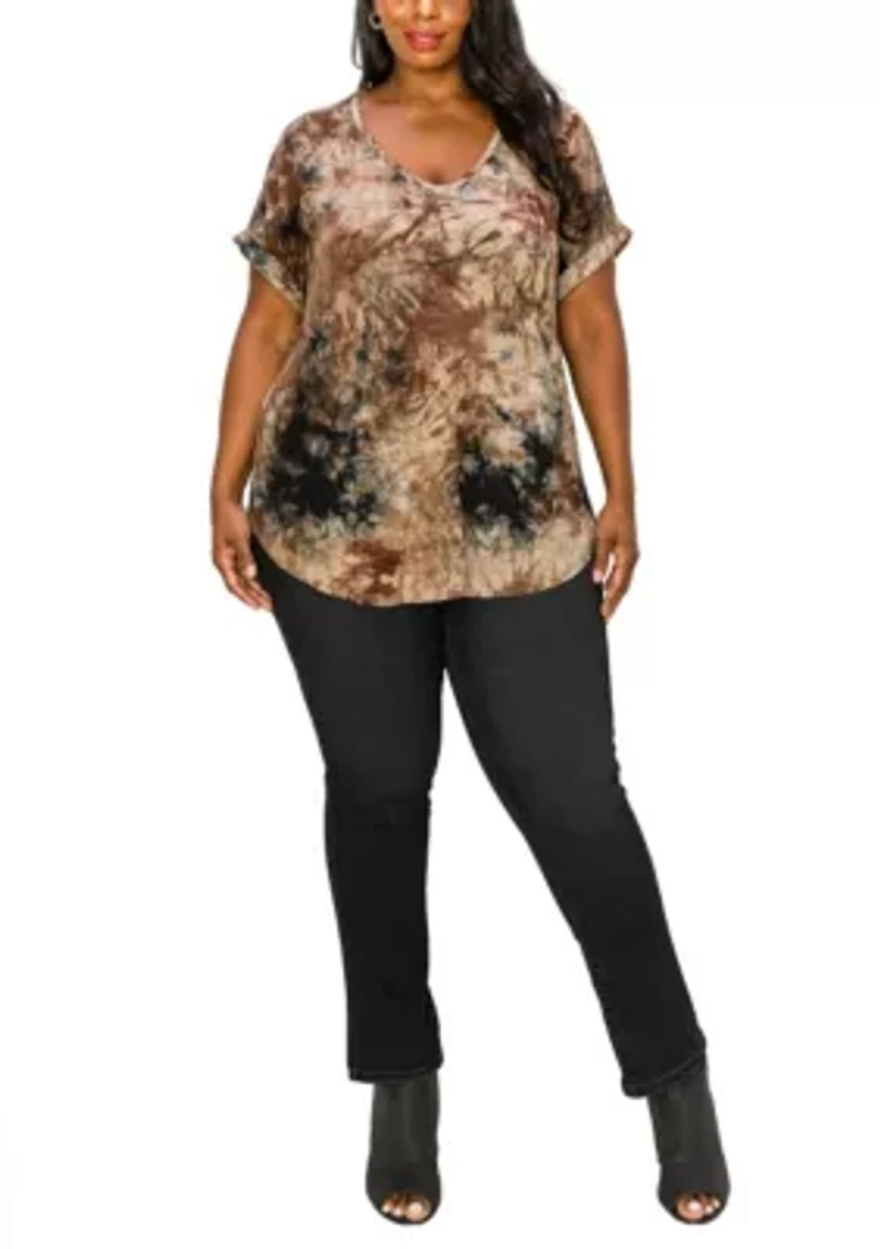 Hand Tie Dye V Neck Rolled Sleeve