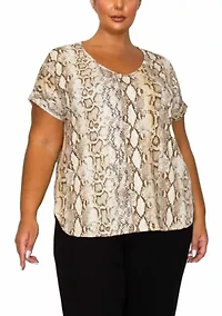 Python V Neck Rolled Sleeve
