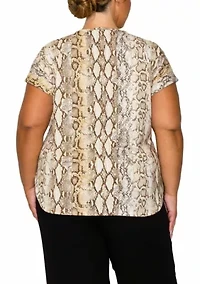 Python V Neck Rolled Sleeve