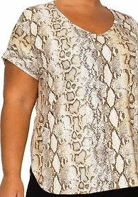 Python V Neck Rolled Sleeve