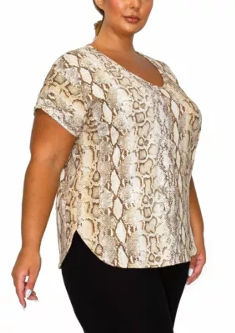 Python V Neck Rolled Sleeve