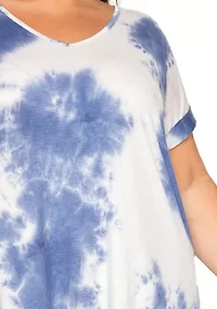 Hand Tie Dye V Neck Rolled Sleeve