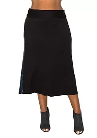 Sequin Side Contrast Foldover Midi Skirt