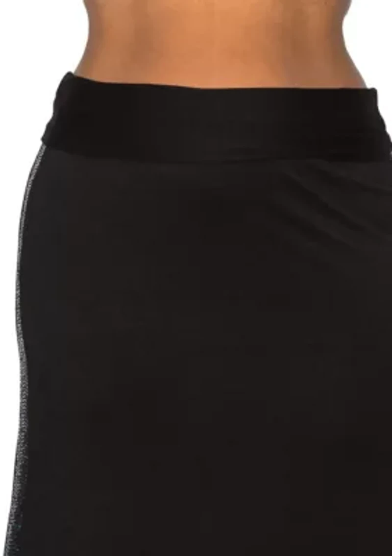 Sequin Side Contrast Foldover Midi Skirt