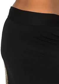 Sequin Side Contrast Foldover Midi Skirt