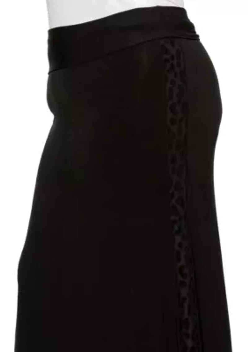 Cheetah Burnout Side Contrast Foldover Midi Skirt