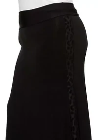 Cheetah Burnout Side Contrast Foldover Midi Skirt