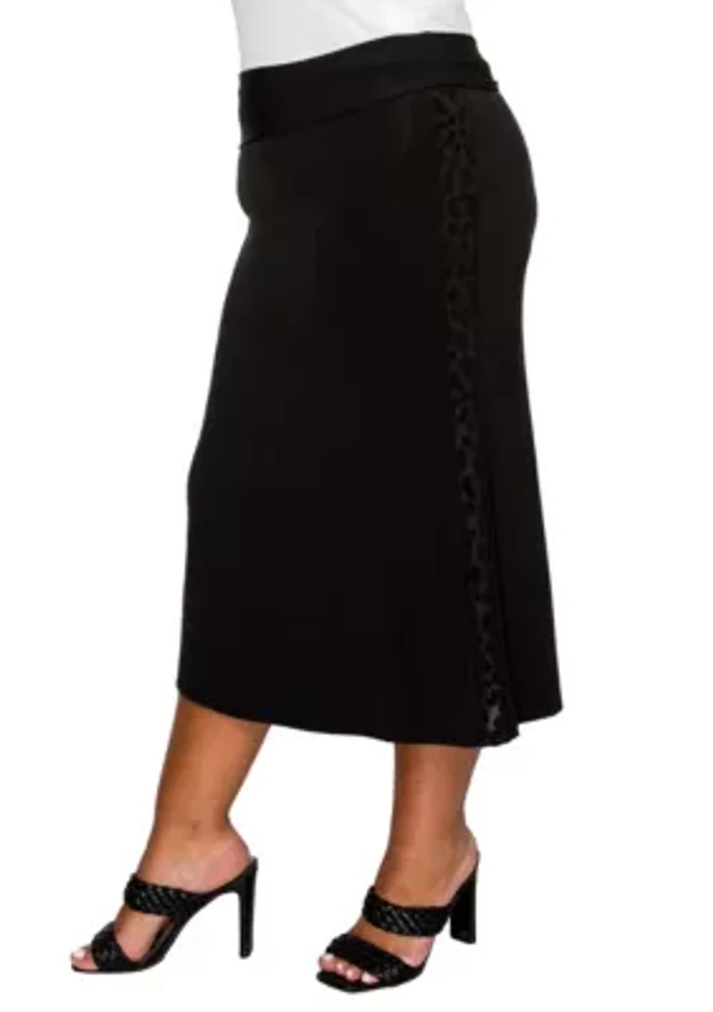 Cheetah Burnout Side Contrast Foldover Midi Skirt