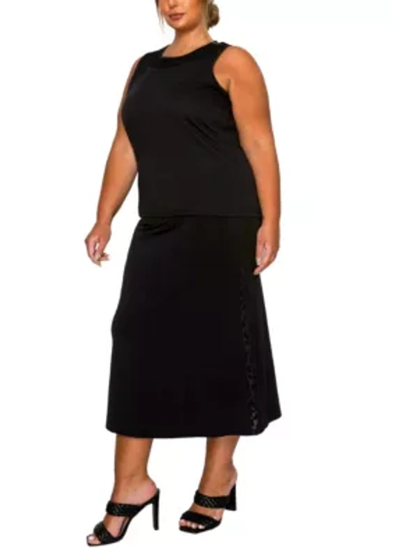 Cheetah Burnout Side Contrast Foldover Midi Skirt