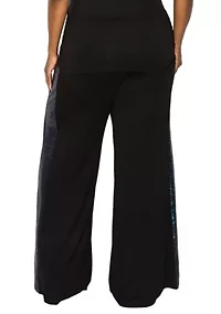 Sequin Side Contrast Wide Leg Pants