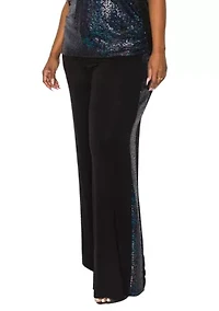 Sequin Side Contrast Wide Leg Pants